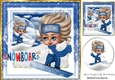 Boy on snowboard in blue having fun in the snow 8x8