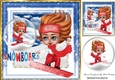 Boy on snowboard in red having fun in the snow 8x8