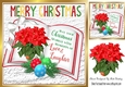 open book with verse poinsettias, & bow 8x8