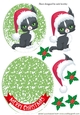 Cute water colour black cat in santa hat rocker card