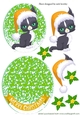 Cute water colour black cat in goldsanta hat rocker card