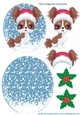 Cute water colour papillon puppy in red santa hat rocker card