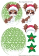 Cute water colour papillon puppy in red santa hat rocker card (green