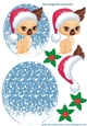 Cute water colour chichuhua puppy santa hat rocker card (blue)
