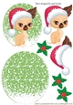 Cute water colour chichuhua puppy santa hat rocker card (green)