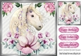 Beautiful water colour horse with flowers 8x8