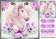 Beautiful water colour horse with lilac flowers 8x8