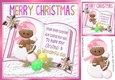 open book with verse and a ginger bread girl sat on a snowball 8x8