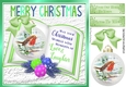 Pretty robin in a bauble on open book with green bow 8x8