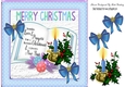 Pretty open book with candles and verse with blue bows 8x8