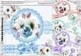 4 Pretty water colour roses with borders and bows 8x8 card front mini kit