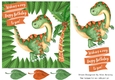 Dinos Birthday in green and orange leaf frame 7x7