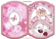 Cute bunny in pink dress on lace with bow bracket card