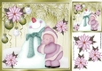 Snowman cuddles with green  baubles and poinsettias 8x8