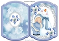 Snowman cuddles and blue poinsettias bracket card