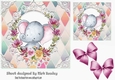 Cute water colour ele in flower frame with pink bows 7x7