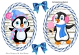 Two lovely striped blue  toppers with cute penguins 