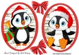 Two lovely toppers with penguins in santa hats and spot bows