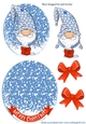 Gnome in sky blue with orange bows rocker card