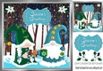 Gnomes in a enchanted forest blue 8x8