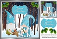 Gnomes in a enchanted forest blue with holly 8x8