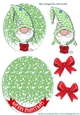 Gnome in green with red bows rocker card