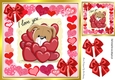 Love is in the air Cute puppy in heart frame with red bows 8x8