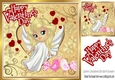 Sweet cupids Angel with love birds and red hearts 8x8