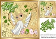 Sweet cupids Angel with love birds and green hearts 8x8