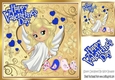 Sweet cupids Angel with love birds and blue hearts 8x8