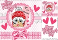 Be my valentine cute little owl with hearts pink bow 8x8