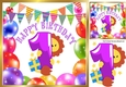(1st) Birthday with balloons and lion (purple) 8x8