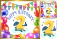 (2nd) Birthday with balloons and whale (Blue) 8x8