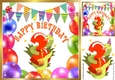 (3rd) Birthday with balloons and snake (orange) 8x8