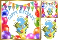 (3rd) Birthday with balloons and snake (blue) 8x8