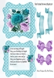 pretty purple and turq flowers with insert in polkadot frame 5x5