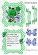 pretty purple and green flowers with insert in polkadot frame 5x5