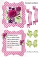 pretty pink and green flowers with insert in polkadot frame 5x5