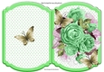 pretty posy of green roses on lace with butterflies star bracket card