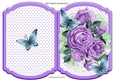pretty posy of lilac roses on lace with butterflies star bracket card