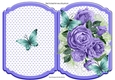 pretty posy of purple roses on lace with butterflies star bracket card