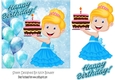 Birthday girl with blue ballooons and cake 7x7