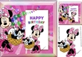 Cute Minnie in pink with kitty in Rainbow frame with balloons 8x8