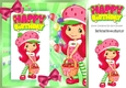 pretty strawberry girl with pink bows & balloons 8x8