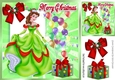 pretty princess belle in christmas gown with red bow & balloons 8x8