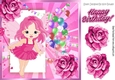 pretty faerie in pink with roses and balloons 8x8