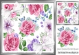 Pink roses & white bows 8x8