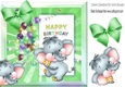 cute ele with green bow and balloons 8x8