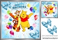 Dancing pooh bear with tigger, balloons and corner blue bows 8x8