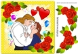 Happy ending with belle and her prince with hearts 8x8 frame